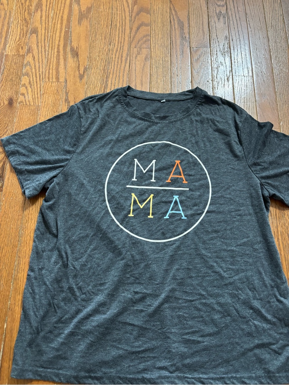 Amazon Charcoal Gray MAMA Graphic Short Sleeve Tee with Multicolor Letters